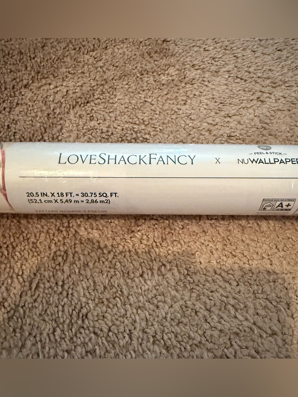 LoveShackFancy Wallpaper Roll in Cream and Beige